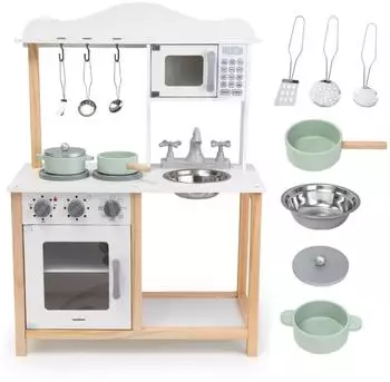 Mamabrum Children’s Wooden Play Kitchen with Microwave
