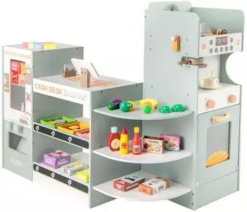 Costway Kaufladen Supermarkt-Spielset aus Holz, Kinder 3+ (Kaufmannsladen)