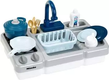 klein toys Miele Spüle mit Wasserfunktion und Kochfeld, Spielküche (7166)
