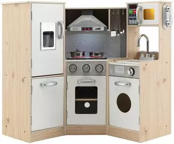 Costway Eck-Spielküche mit Sound und Licht, Holz, ab 3 Jahren (TP10063)