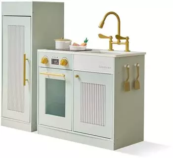 Teamson Kids Little Chef Chester Spielk&uuml;che, gr&uuml;n, 12 Zubeh&ouml;rteile (T-PK-0032-00D)