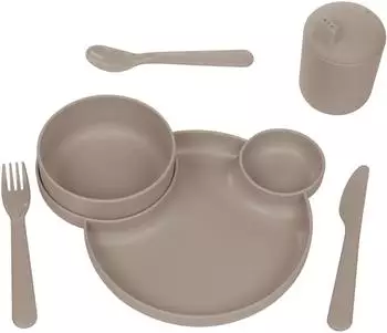 Dantoy Tiny Bio Kinder-Geschirrset, Bioplastik, mocca, 7-teilig (DT6200)