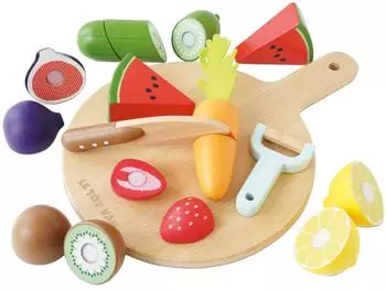Le Toy Van Schneidebrett & Lebensmittel-Spielset, FSC-Holz, 18-teilig (TV355)