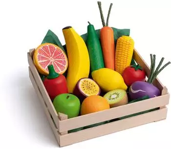 Erzi Sortiment Obst und Gem&uuml;se XL, Holz, bunt (28219)