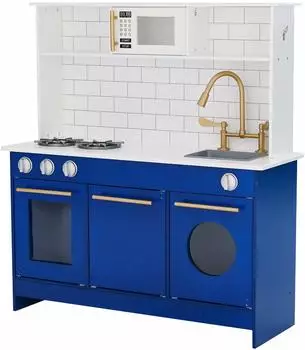 Teamson Kids Kinder-Spielküche aus Holz, blau (TD-12681B)