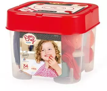 Ecoiffier Topcase mit Küchenzubehör, 34-teilig, ab 18 Monate (12603)