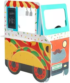 Teamson Kids My Little Helper Holz-Taco-Truck Spielset mit Zubehör, mehrfarbig (TD-14036C)