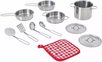 Teamson Kids Little Chef Frankfurt Kochzubehör-Set, Edelstahl, 11-teilig (TK-M00001)