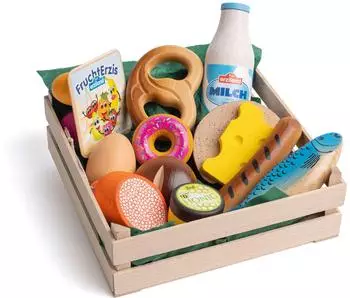 Erzi Sortiment Snacks XL aus Holz, Kaufladen-Rollenspiel (28220)