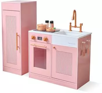 Teamson Kids Little Chef Chester Kinderküche pfirsich mit Zubehör (T-PK-0032-00B)
