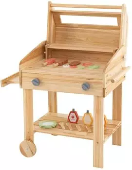 Costway Kinder-Spielgrill mit Zubehör, Holz, 25-tlg. Set
