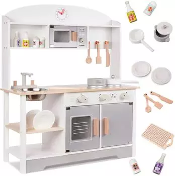 Ikonka Spielküche Modern Classic+ aus Holz, weiß (KX6287)
