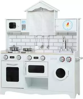 AIYAPLAY Spielküche mit Ofen, Spüle und Soundfunktion, weiß (350-195V80WT)