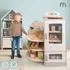 Mamabrum Holz-Kaufladen mit Kasse, Fast-Food-Theke, Kaffeemaschine, Ofen & Kühlschrank, 106 Zubehörteile