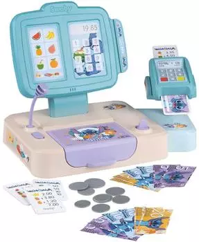 Smoby Stitch Supermarktkasse mit Mikrofon & Kartenleser, Kinder ab 3 Jahren (7600350119)