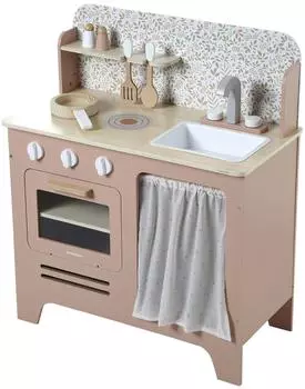 Vertbaudet Kinder-Spielküche mit Zubehör, FSC-Holz, rosa