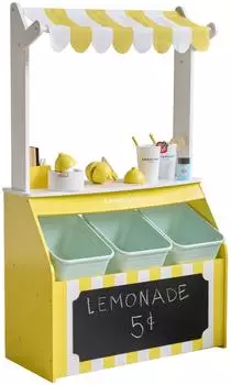Teamson Kids Sunny Citrus Limonadenstand Holzspielset mit Zubehör, gelb (T-PF-0025-00A)