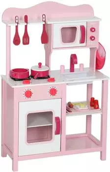 AIYAPLAY Spielk&uuml;che mit Backofen, Herd, Sp&uuml;le & Soundfunktion, rosa