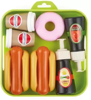 Ecoiffier Hot Dog Plateau Spiellebensmittel-Set, 8-teilig (929)