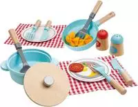 Hape Kinderk&uuml;chen-Zubeh&ouml;r Koch- & Servierset, Mit Tellern und Besteck, aus...