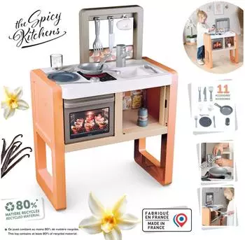 Smoby Vanille-K&uuml;che mit Herd, Backofen, Sp&uuml;le & 11 Zubeh&ouml;rteile (7600311800)