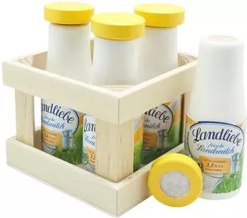 Tanner Goods Holz-Getränkekiste "Landliebe" mit 4 Flaschen, Kaufladen-Zubehör (0547.9)
