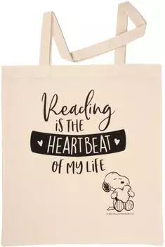 United Labels Peanuts Snoopy Jutebeutel "Reading is the Heartbeat of my Life", natur