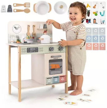 Mamabrum Spielküche aus Holz, kompakt, mit Backofen und Spüle, ab 3 Jahren (MAM332 SMALL KITCHEN)