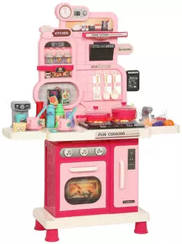 AIYAPLAY Kinderküche 33-teilig mit Licht, Sound & Stauraum, rosa