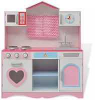 vidaXL Spielzeugk&uuml;che Holz 82&times;30&times;100 cm Rosa und Wei&szlig;