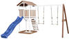 AXI Beach Tower mit Doppelschaukel Braun / Weiß Blaue Rutsche