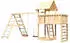 Akubi Kinderspielturm Lotti mit Doppelschaukel, Klettergerüst und Kletterwand naturbelassen (8446)