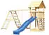 Akubi Kinderspielturm Lotti mit Wellenrutsche, Doppelschaukelanbau, Klettergerüst und Kletterwand blau (8469)
