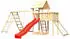 Akubi Kinderspielturm Lotti mit Wellenrutsche, Doppelschaukelanbau, Klettergerüst und Netzrampe rot (8500)