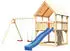 Akubi Kinderspielturm Luis mit Doppelschaukel, Kletterwand und Wellenrutsche blau (8710)
