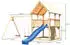 Akubi Kinderspielturm Luis mit Doppelschaukel, Kletterwand und Wellenrutsche blau (8710)