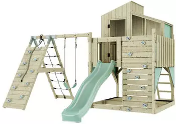 PolarPlay Spielturm Julie mit Kinderschaukel Mintgr&uuml;n