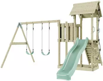 PolarPlay Spielturm Uppsala mit Kinderschaukel Mintgr&uuml;n