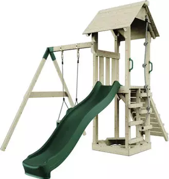 PolarPlay Spielturm G&ouml;teborg Babyschaukel Rutsche Gr&uuml;n
