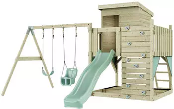PolarPlay Bj&ouml;rn mit Babyschaukel Rutsche in Mintgr&uuml;n
