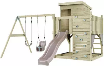 PolarPlay Bj&ouml;rn mit Babyschaukel Rutsche in Altrosa