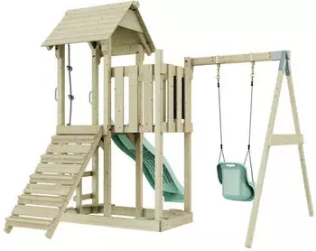 PolarPlay Spielturm Bergen mit Babyschaukel Mintgr&uuml;n