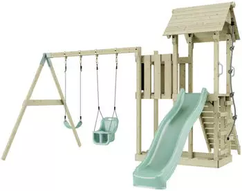 PolarPlay Spielturm Uppsala mit Babyschaukel Mintgr&uuml;n