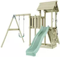 Spielturm Bergen Aus Holz In Gr&uuml;nkinderschaukel - Polarplay