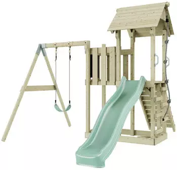 PolarPlay Spielturm Bergen mit Kinderschaukel Mintgr&uuml;n