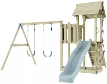 PolarPlay Spielturm Uppsala mit Kinderschaukel Eisblau