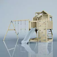 Spielturm Lasse Aus Holz In Blautrapezstange - Polarplay