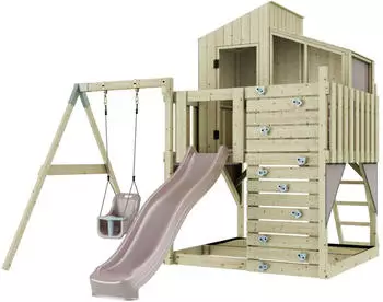 PolarPlay Spielturm Lotta mit Babyschaukel Altrosa