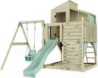 Spielturm Lotta Aus Holz In Gr&uuml;nbabyschaukel - Polarplay