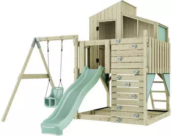 PolarPlay Spielturm Lotta mit Babyschaukel Mintgr&uuml;n
